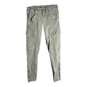 J Brand Olive Green Skinny Cargo Pants With Zipper Details Size 25